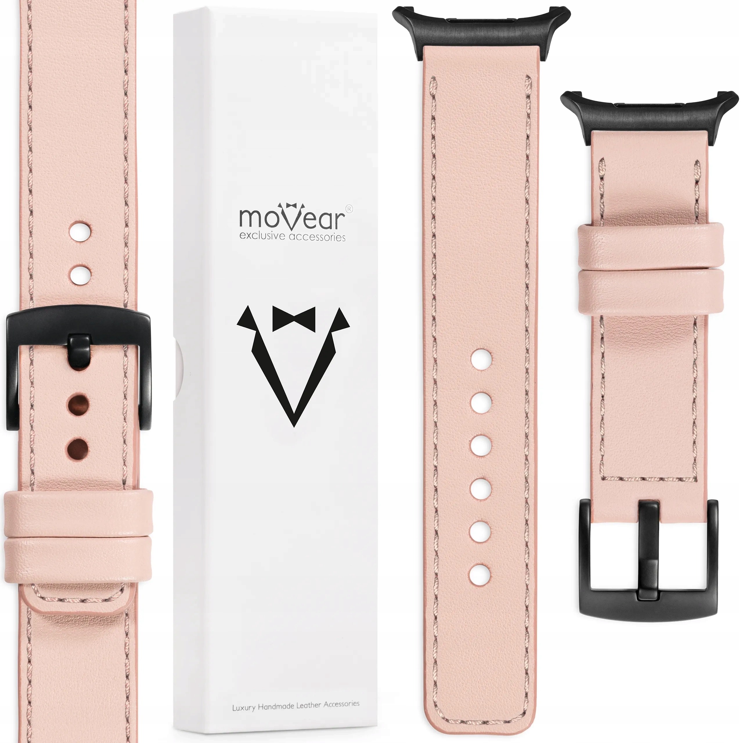 Kožený řemínek pro Samsung Galaxy Watch Ultra Růžový Polský 24 mm Movear