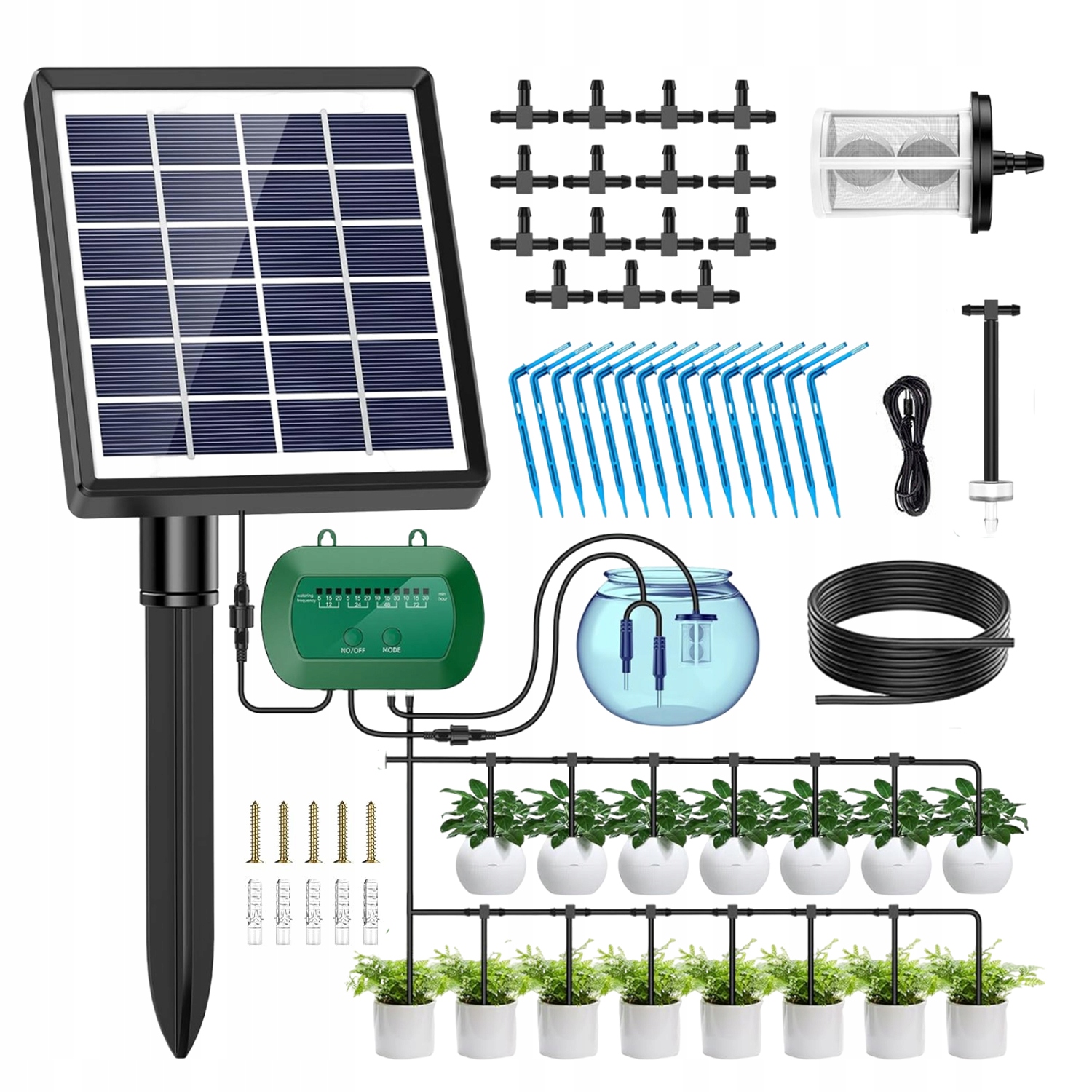LCD Automatyczny System Nawadniania Solarnego Kropelkowe 12 Trybów 15 Głów