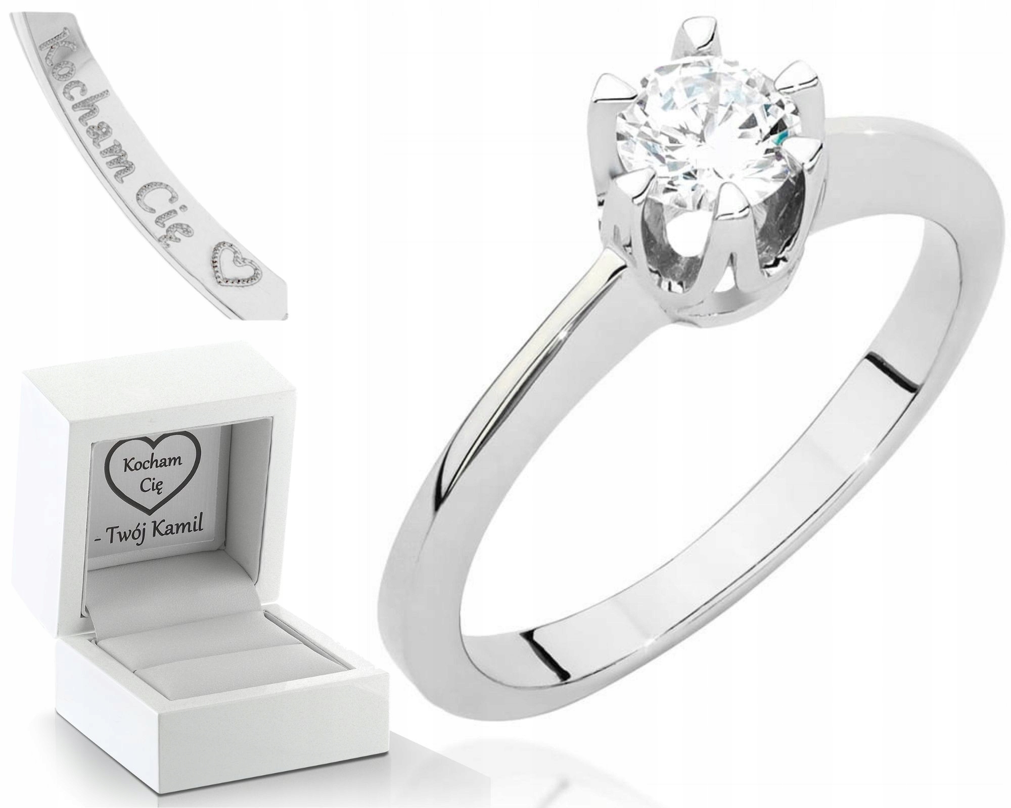 Bílý Zlatý Prstýnek S Briliantem 585 Gravírování Bonus Bohatý