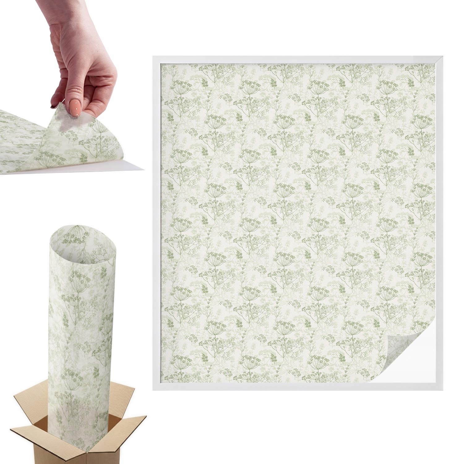 Mléčná Fólie na okna a skleněné dveře Botanický vzor 100 x 116 cm