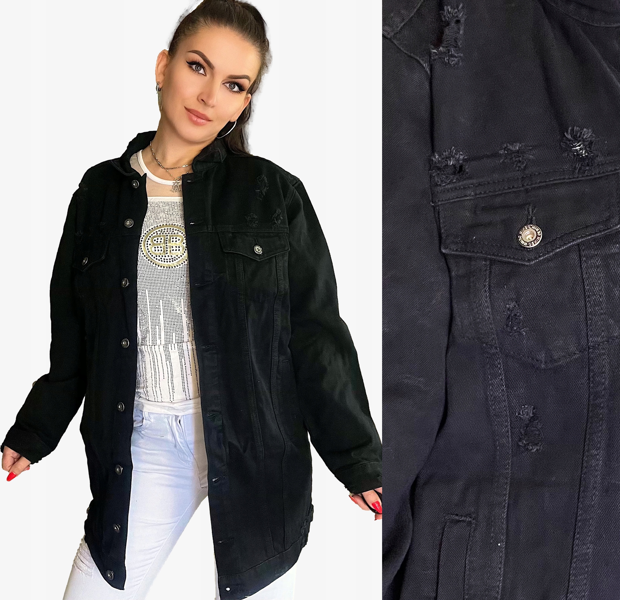 Volná Džínová Bunda Katana Oversize Oděrky 3XL