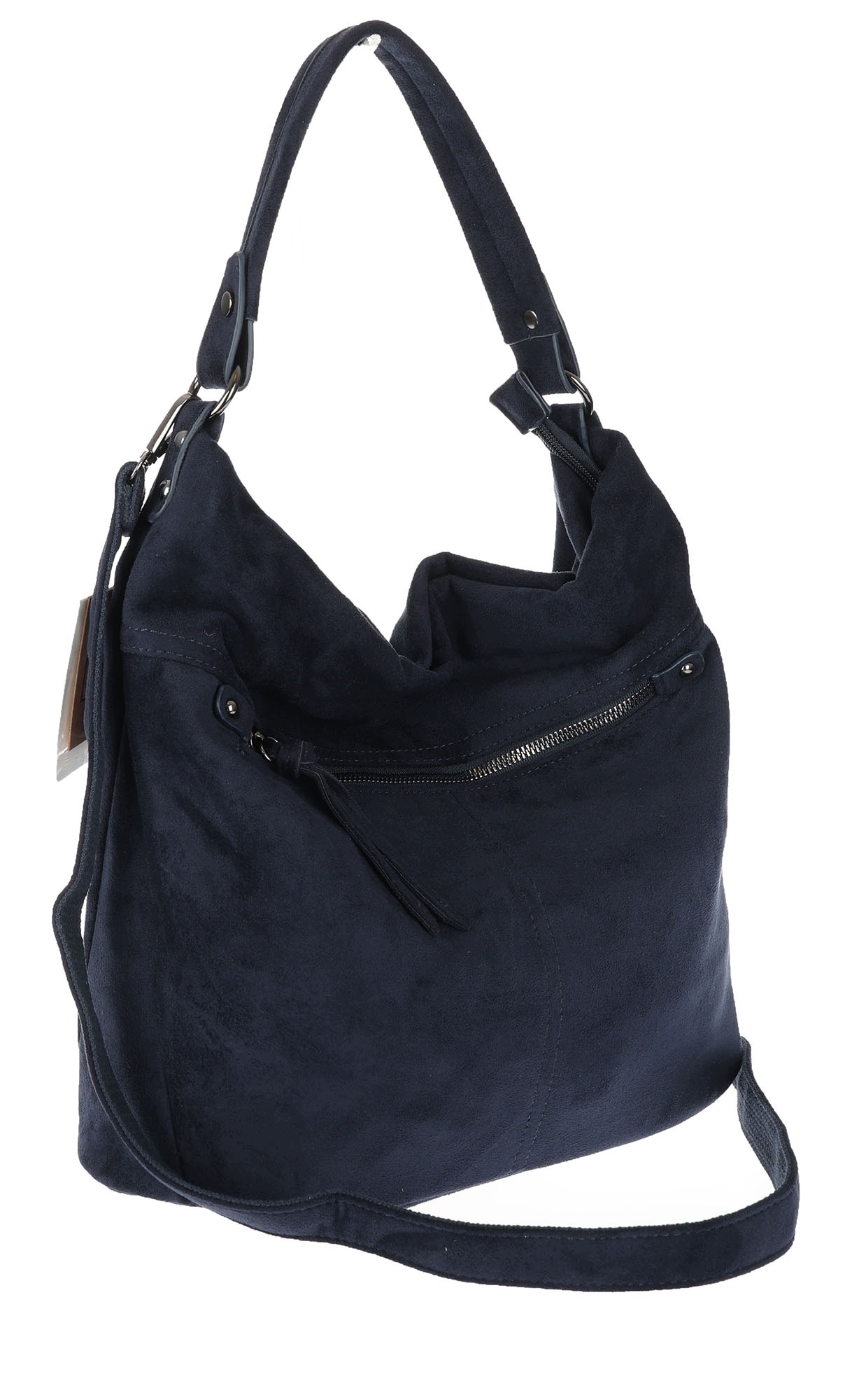 Dámská shopper kabelka semišová taška přes rameno do ruky lehká PB40 Tmavě modrá