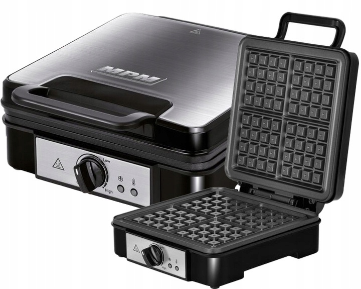 Vaflovač XL Mpm MGO-36M 1200 W stříbrný/šedý, obdélníkový termostat