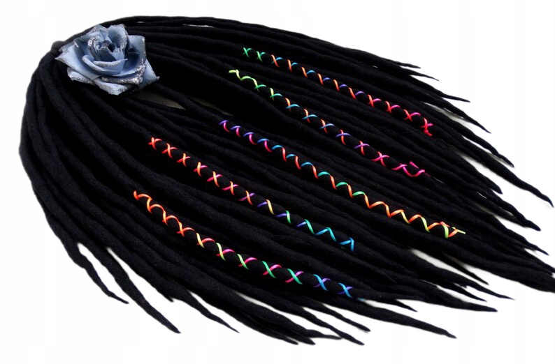 Vlněné pastelky Dredy, černé duhové, Černý Neon, 40 kusů