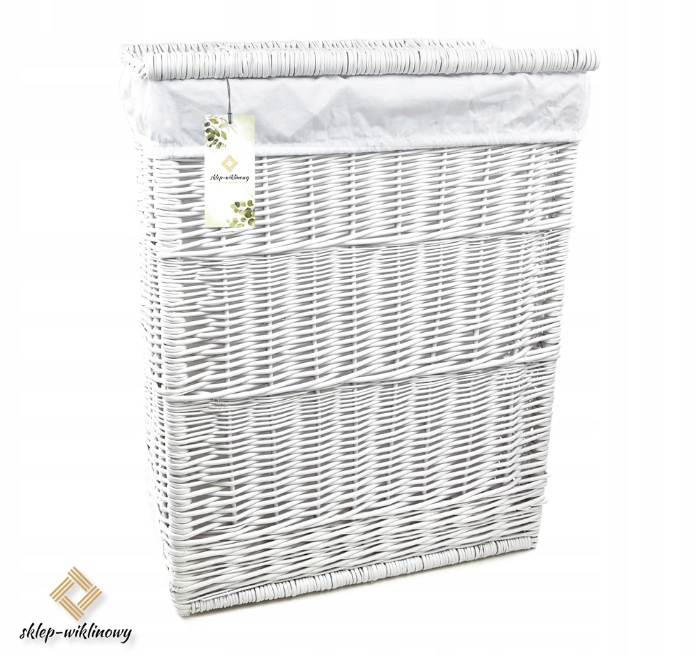 Kontejner Koš Bílý Na Prádlo Proutěný 50x30 H60 cm Polský Vložka