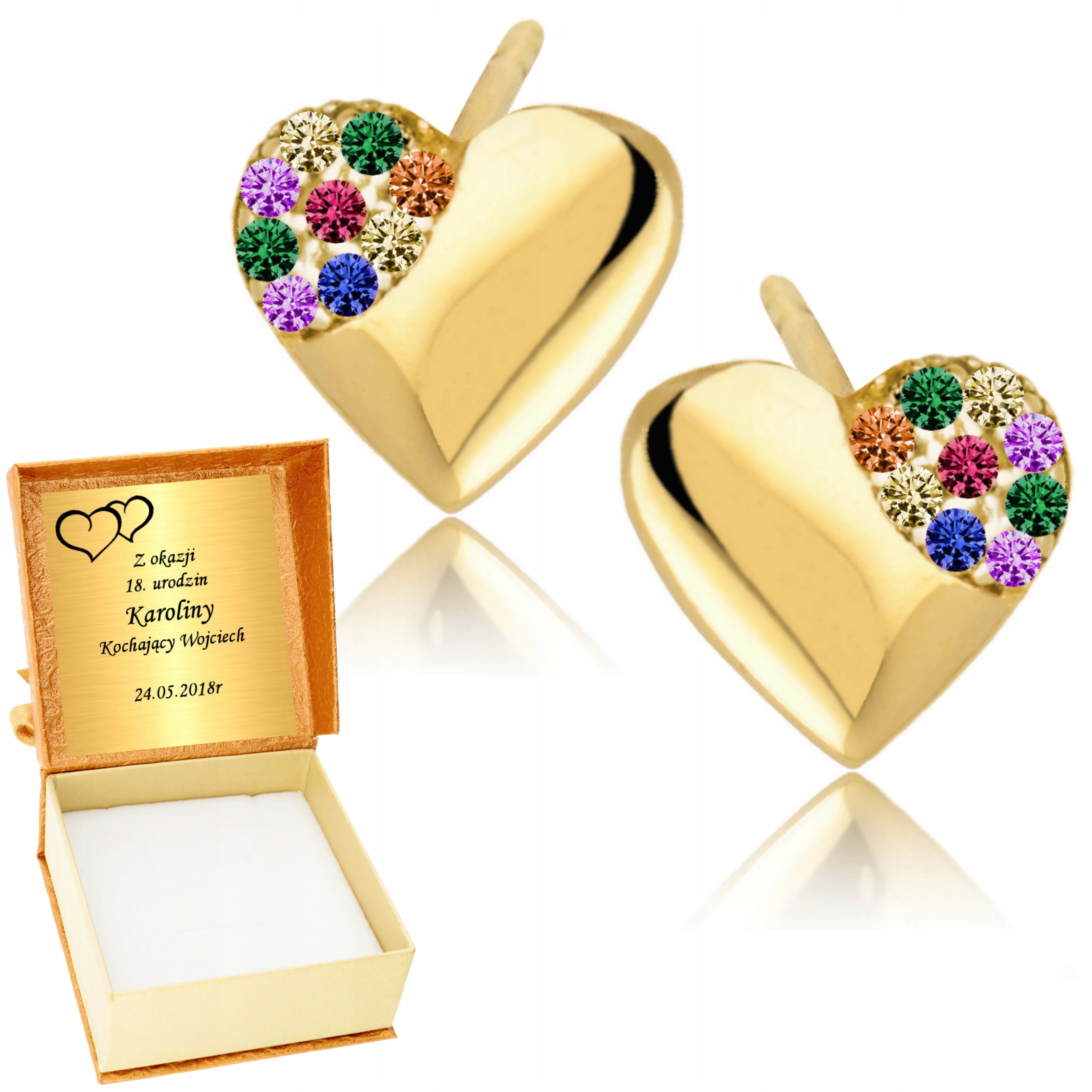 

Złote Kolczyki 925 Serce Serduszka Grawer