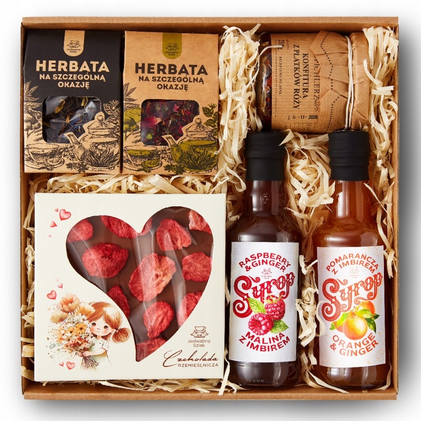 Kosz czekolada syrop herbata konfitura