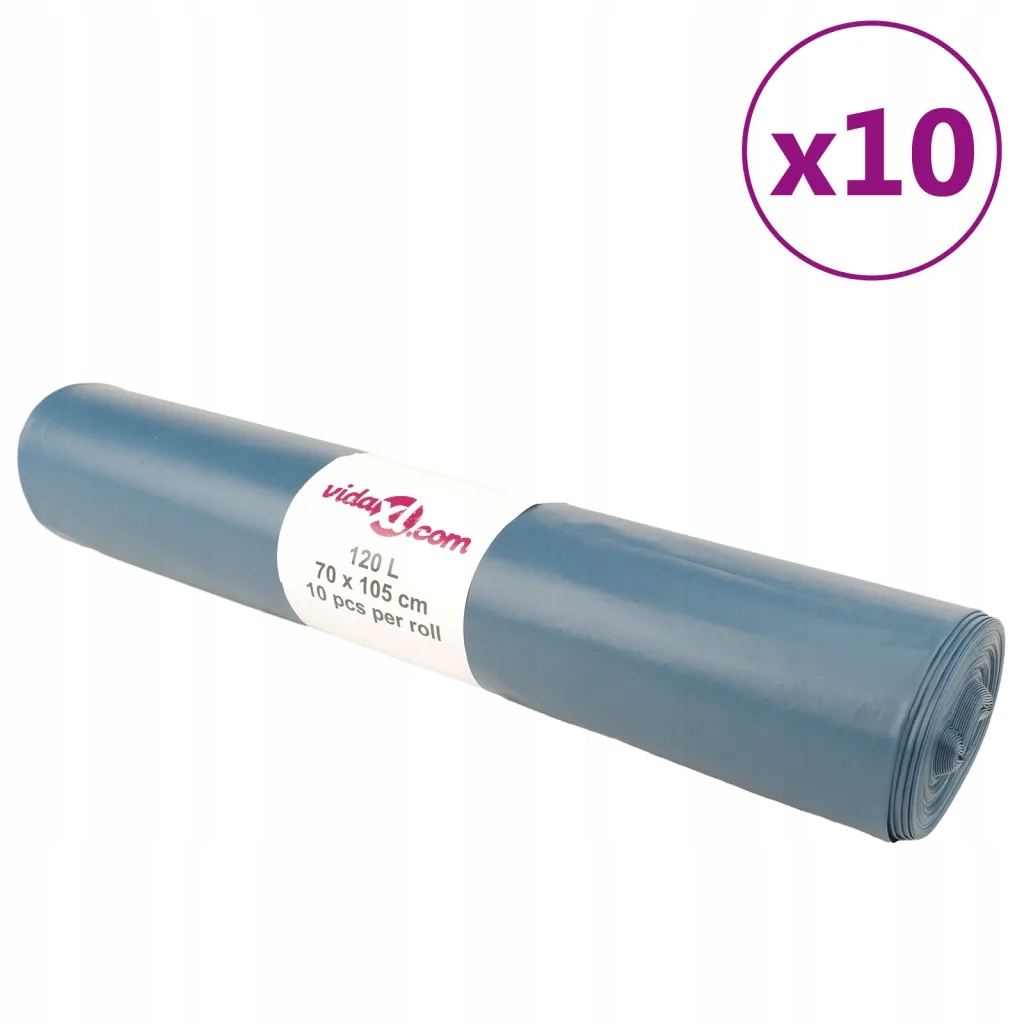 Modré pytle na odpadky Ldpe 70 x 105 cm, 120 l, 10 ks v roli