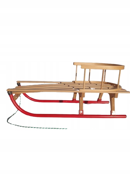 Sanki drewniane z oparciem sznurek Solidne Produkt Polski