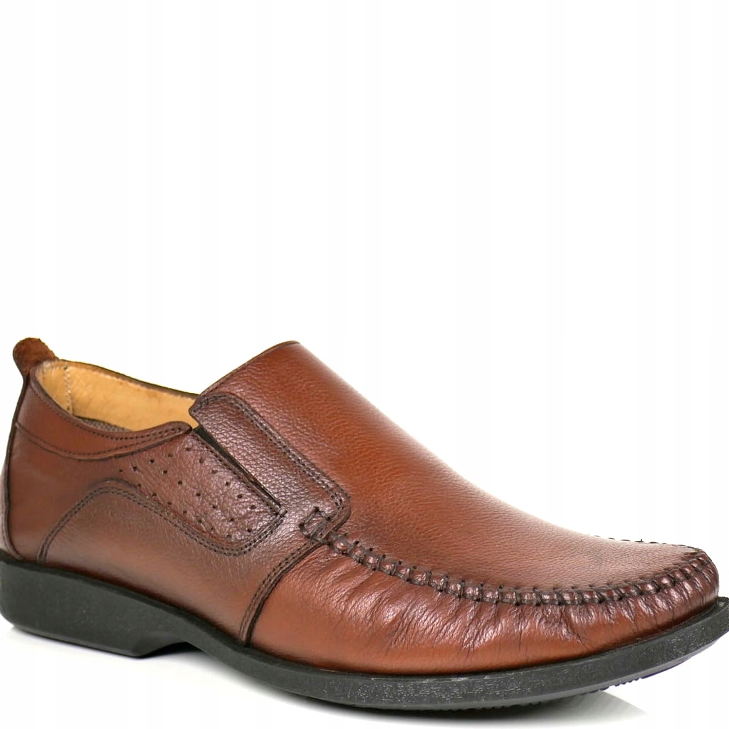 Hnědé Kožené Pánské Polobotky S Nazouvací Vložkou Comfort