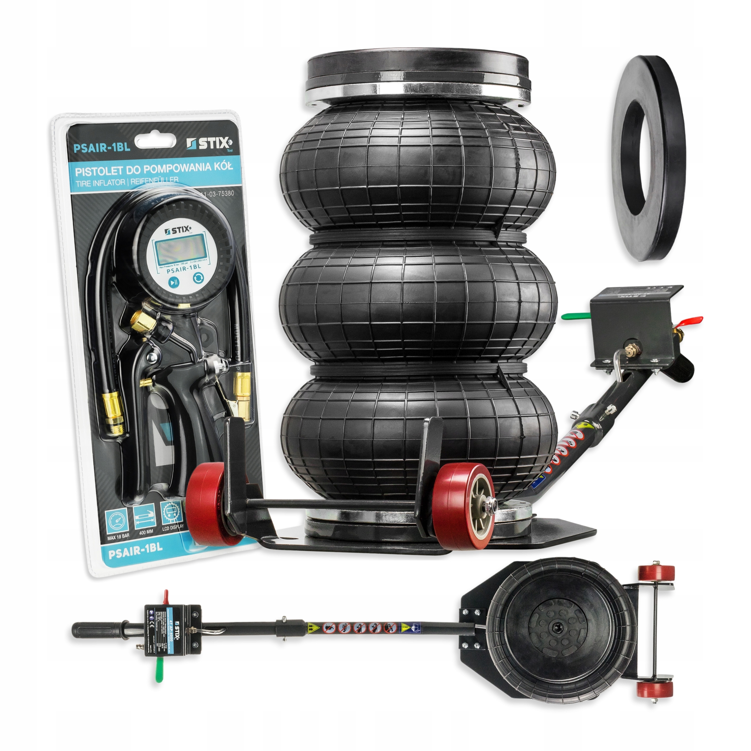 Pneumatický Vankúšový Zdvihák 4T AP-4000 S Pištoľou Na Pumpovanie Kolies