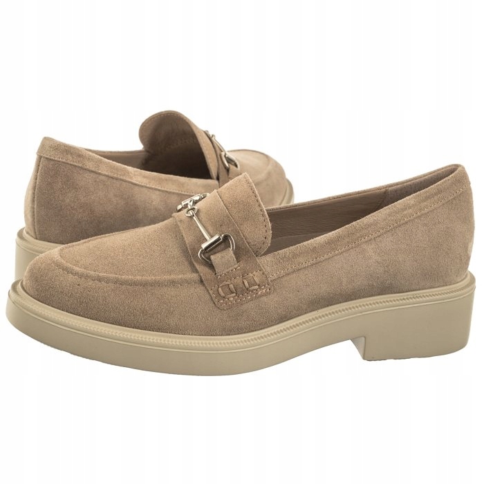 Boty Mokasíny Polobotky Semišové Dámské Ryłko Pískové L2R47 Béžové