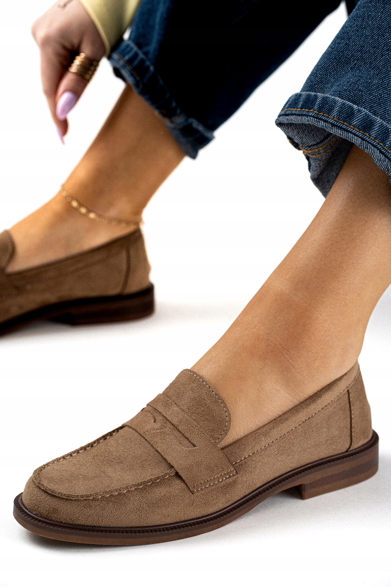 Mokasyny damskie brązowe zamszowe i 40