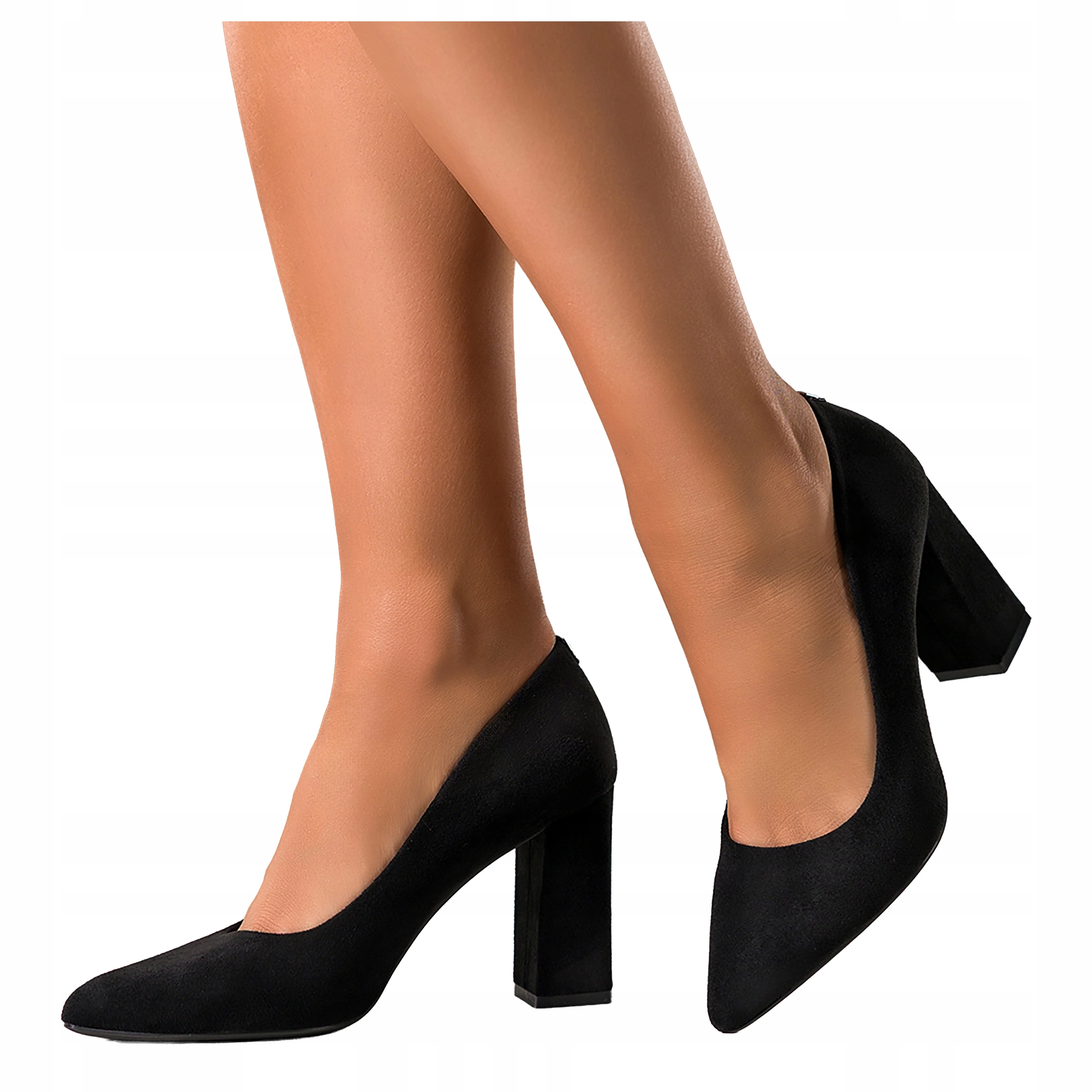 Černé Lodičky Dámské Semišové Podpatky Sloupek Kožená Vložka Pohodlné r 37
