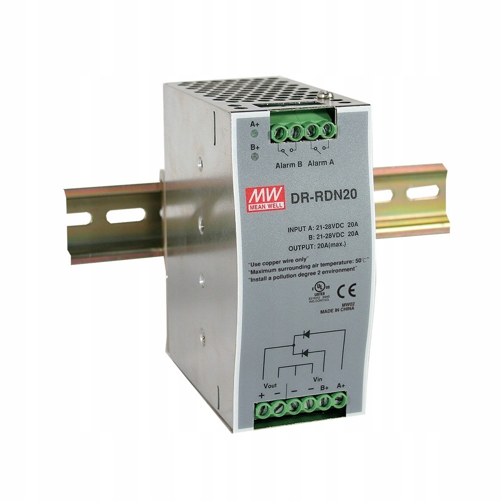 DR-RDN20 Moduł redundantnego zasilania 24V 20A