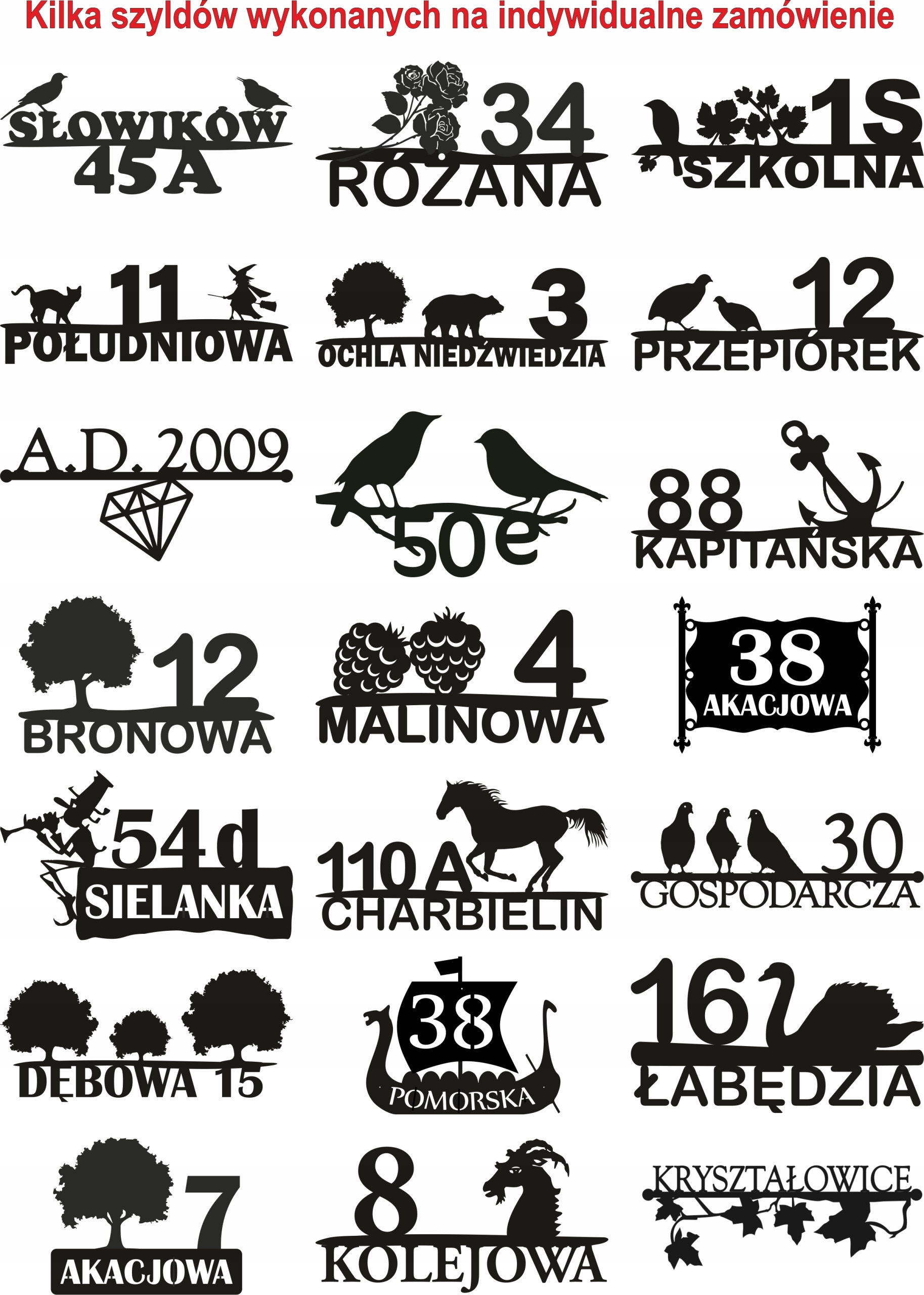 Numer domu, szyld adresowy PODKOWA, 2 wzory, 5 lat Marka inna