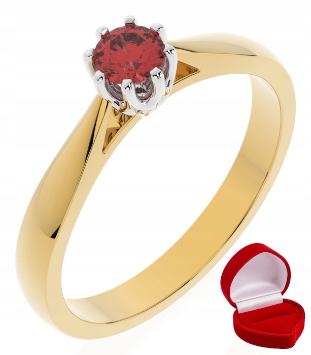 Zlatý Prstýnek 585 14k Rubín 0,19 ct Krabička R30