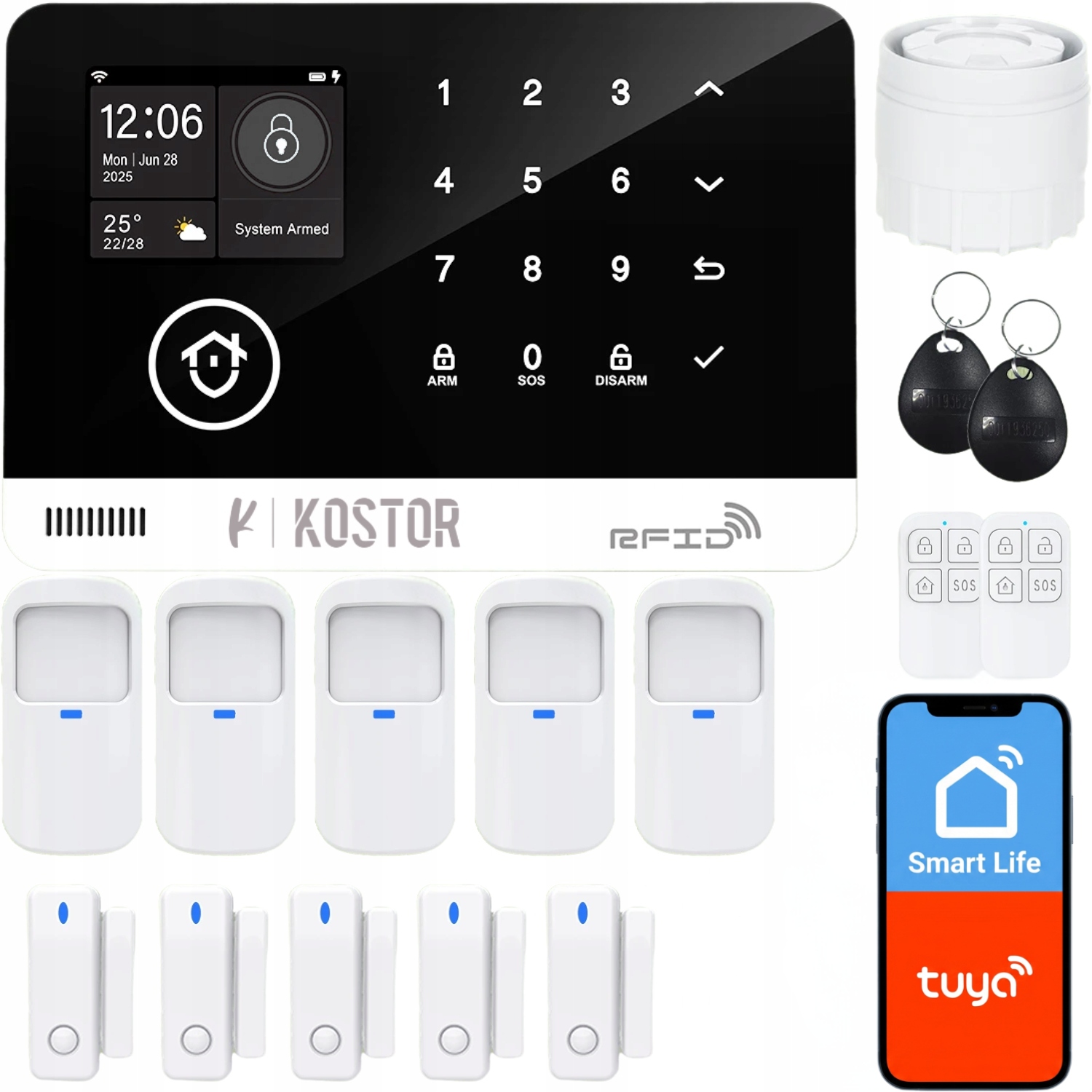 Bezdrátový alarm Gsm WiFi s aplikací Tuya, sada, Kostor SAD005D