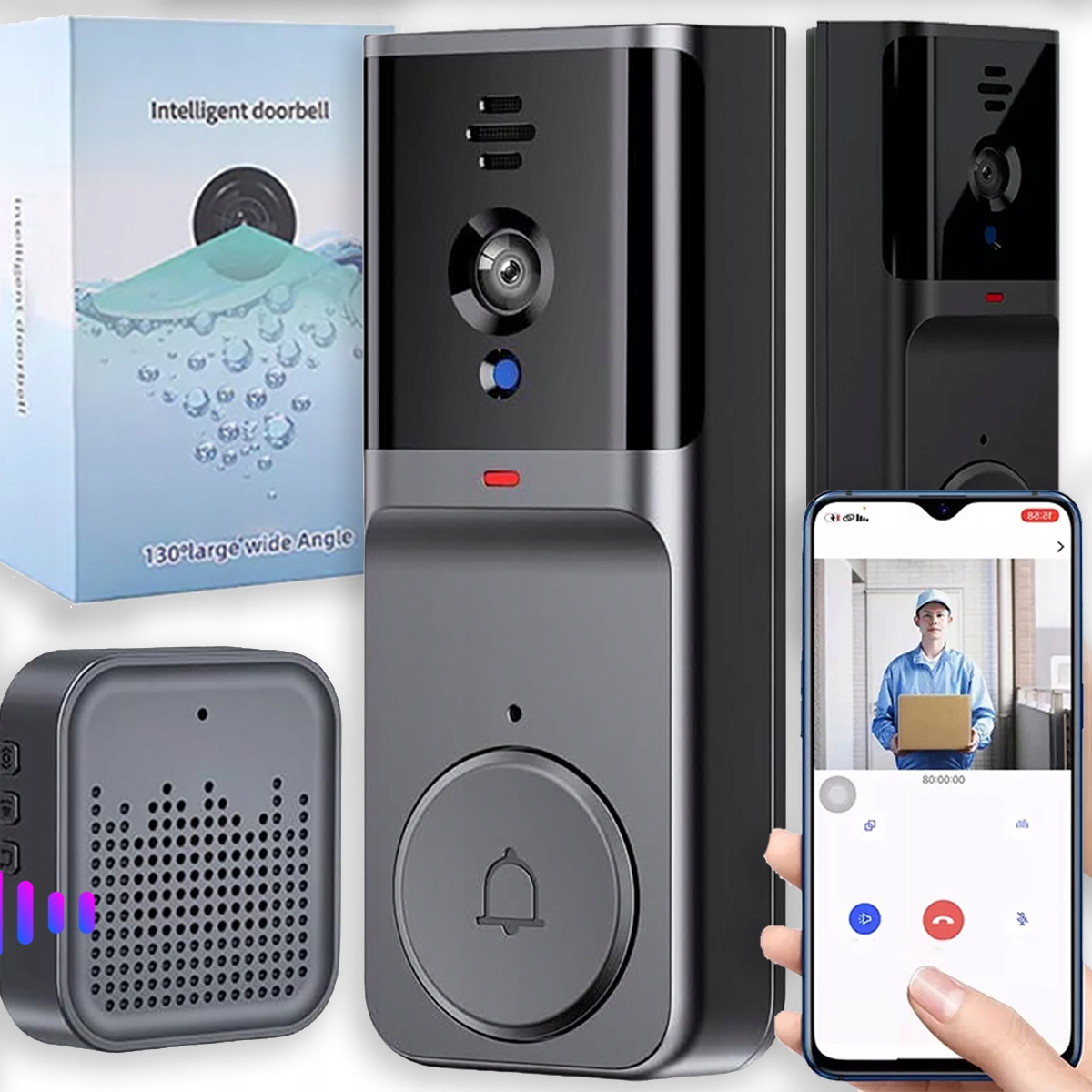 Inteligentní Videotelefon Videodomofon Secure Video Wifi Bezdrátový 1Ah
