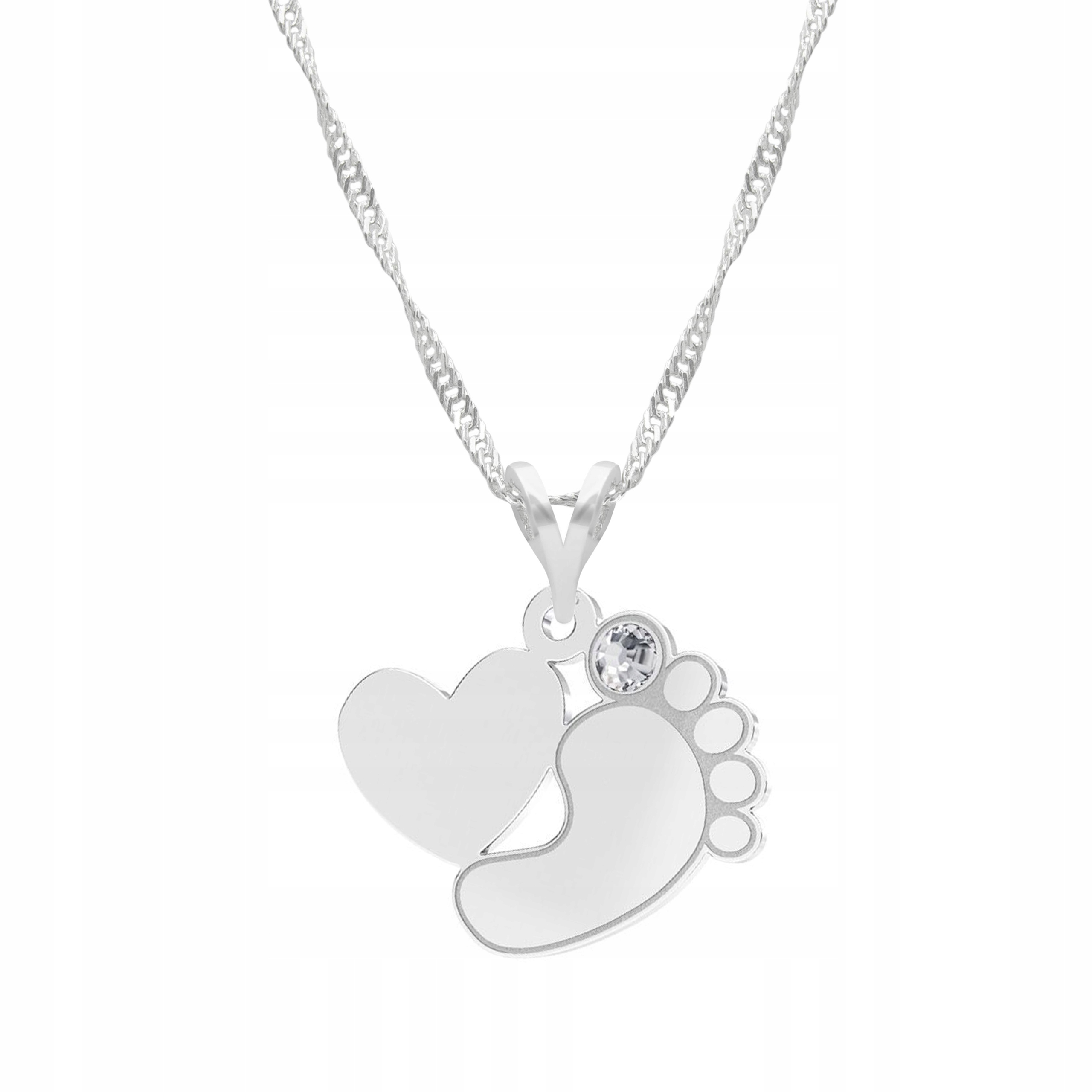 Stříbrný řetízek náhrdelník 925 Otisk dětské nožičky