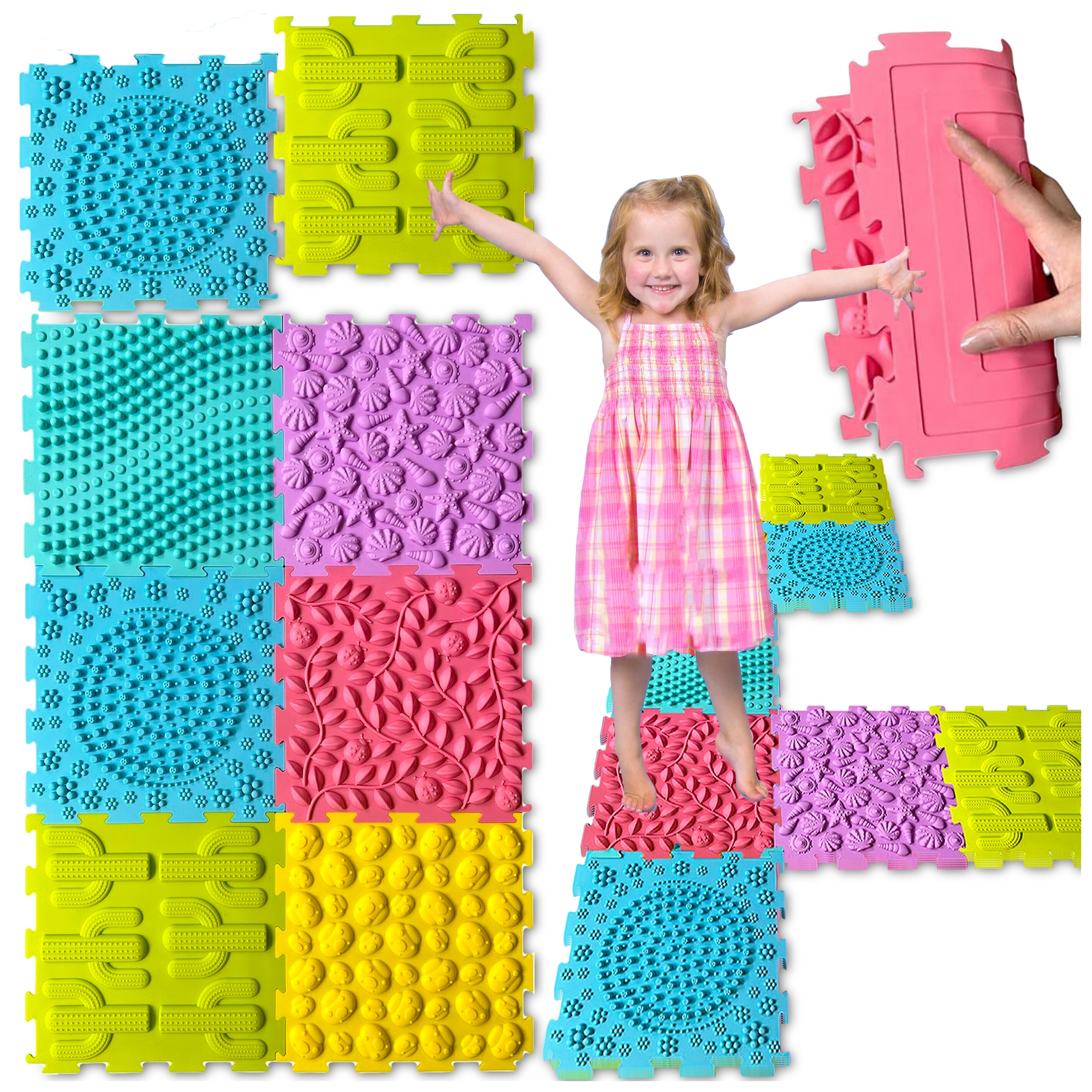 Mata Ortopedyczna Sensoryczna Puzzle 8 El Do Masażu Stóp Płaskostopie MIX
