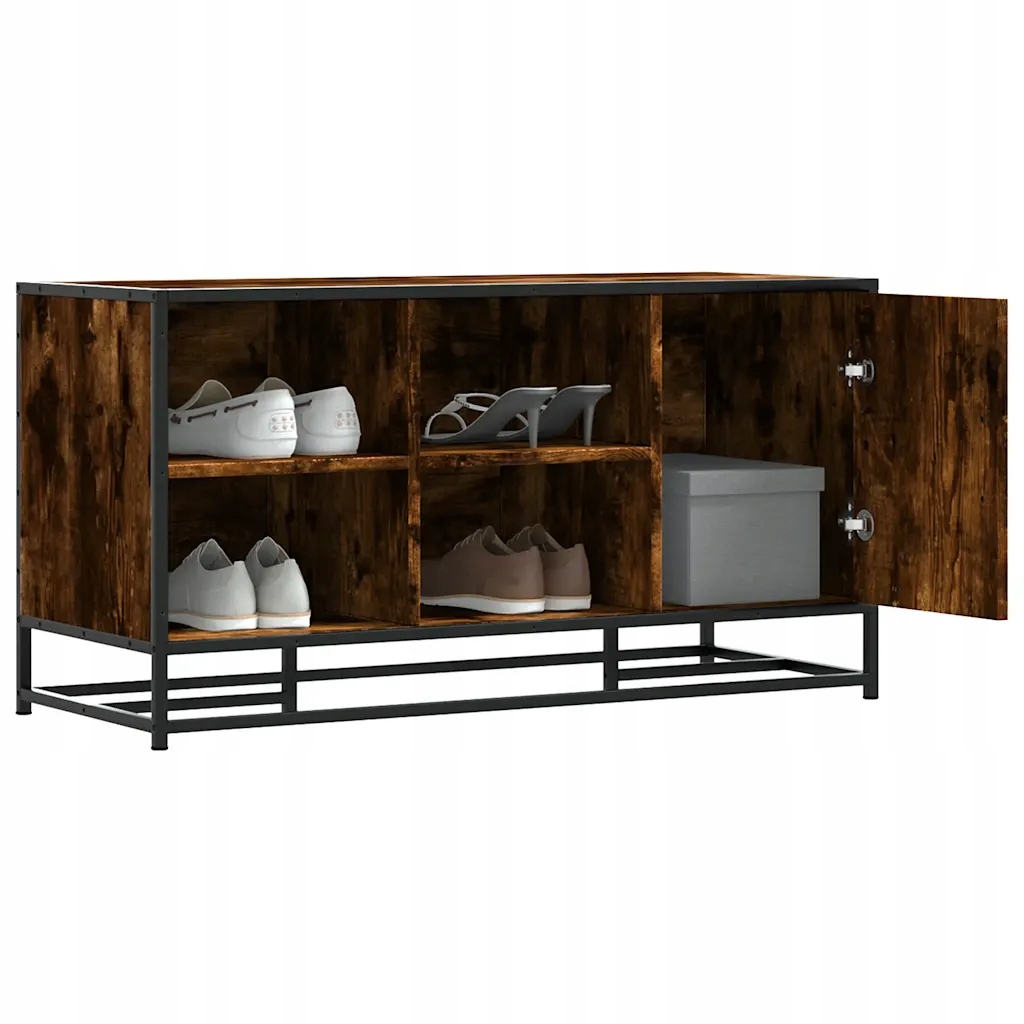 Lavice s botníkem kouřový dub 100x40x53,5 cm kompozit a kovu Hnědá 849216