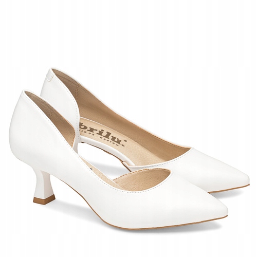 Brilu Polskie Ślubne Asymetryczne Niskie Szpilki Lilah Białe 36
