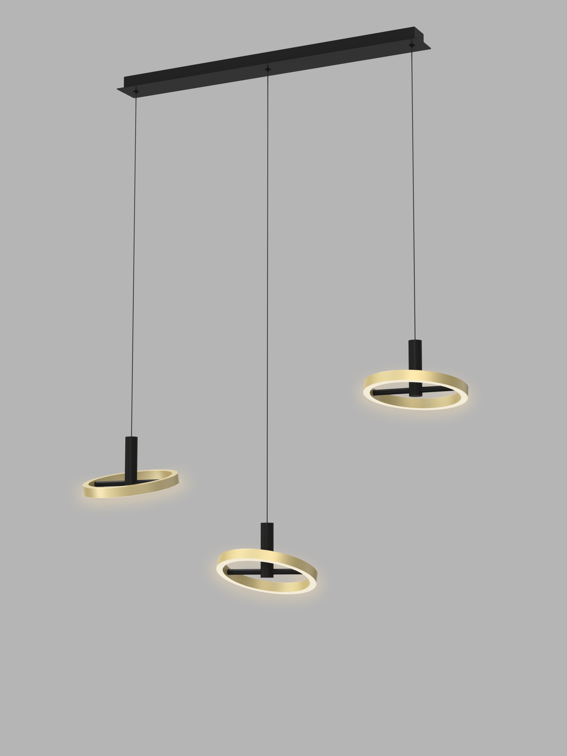 Minimalistická závesná lampa Brest v čiernej farbe so zlatom