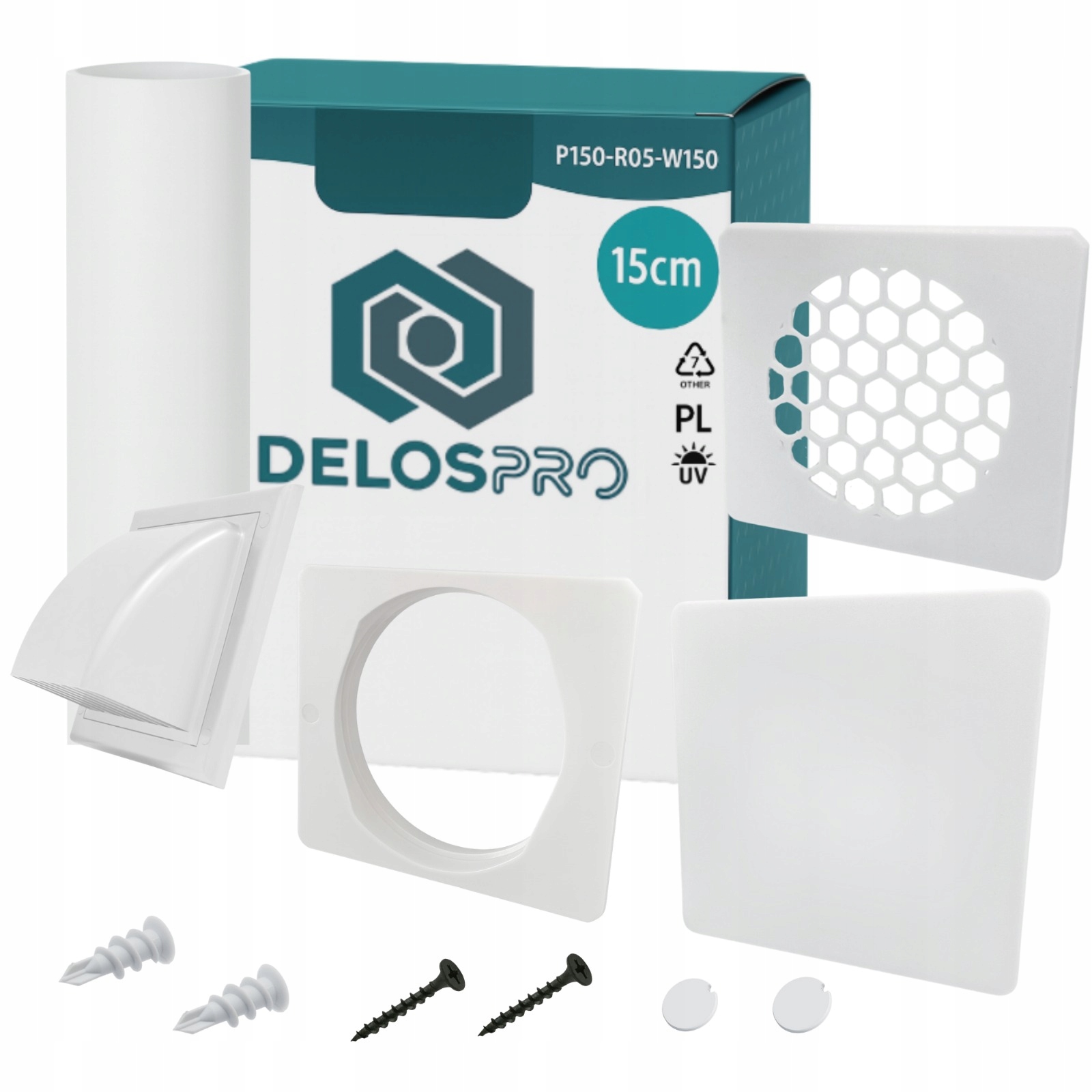 Sada průchodek pro vyvedení trubky klimatizace 15 cm 2x krytka čtverec