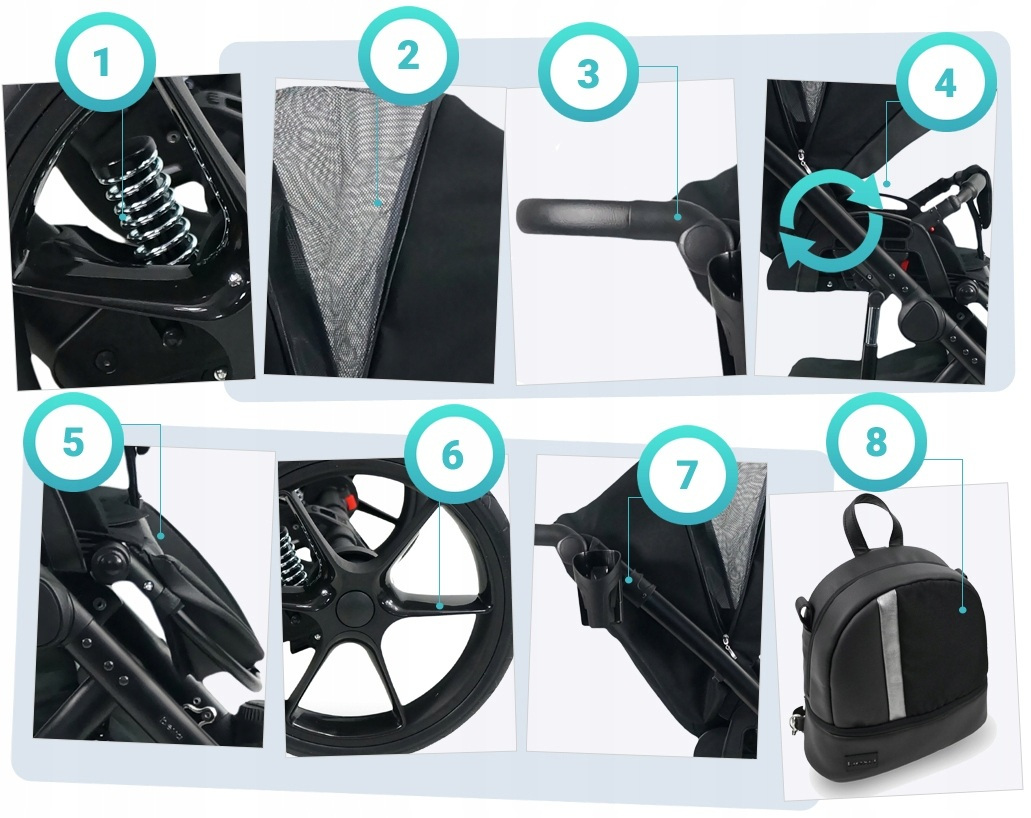 WÓZEK 4W1 BEXA AIR PRO AI16 I CYBEX ATON 5 + BAZA Elementy zestawu Spacerówka Gondola Fotelik samochodowy Baza do fotelika