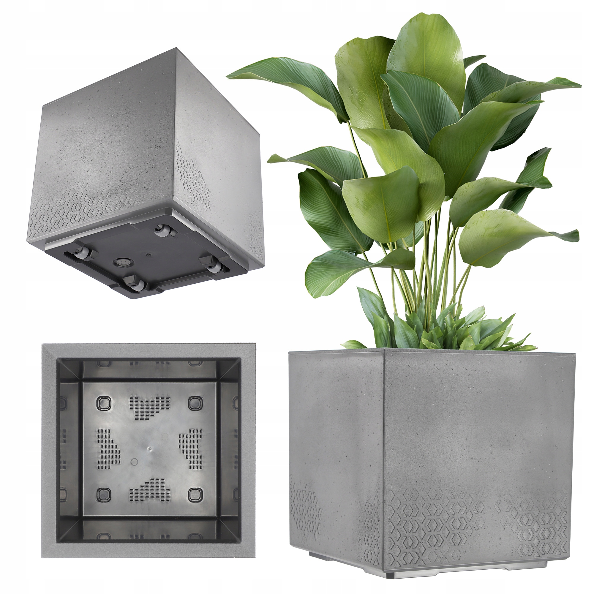 Doniczka Donica Ogrodowa 40cm Kwietnik Na Kółkach Taras Betonowa Imitacja