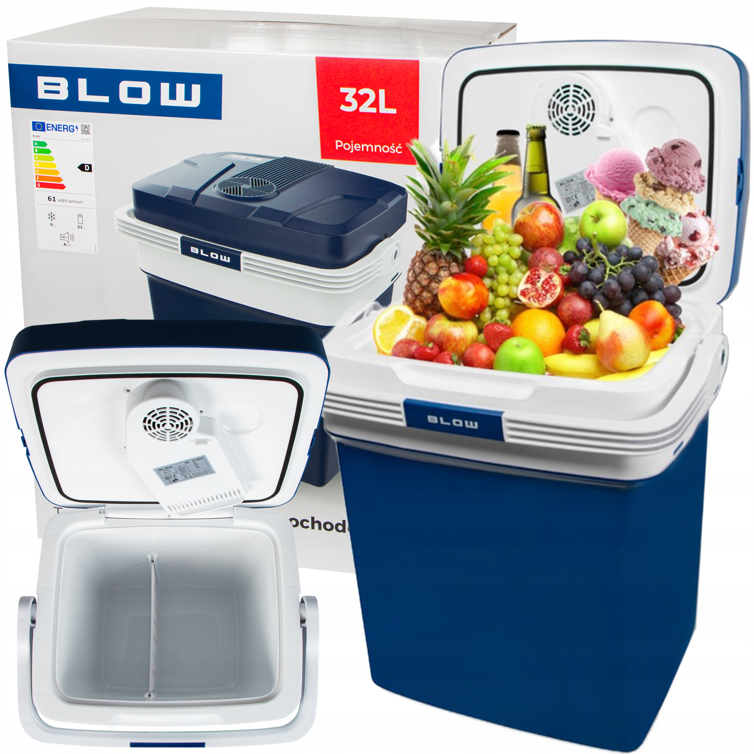 Lodówka Turystyczna Samochodowa Z Funkcją Grzania Przenośna 12V 230V 32L