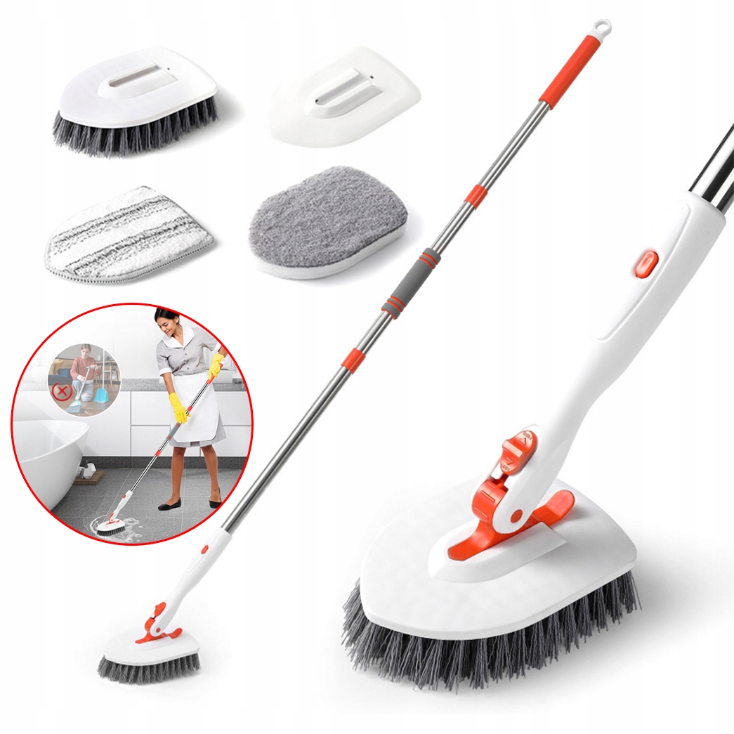 Teleskopický Kartáč 3V1 Do Koupelny, Vana, Mělká Spára, Nastavitelná