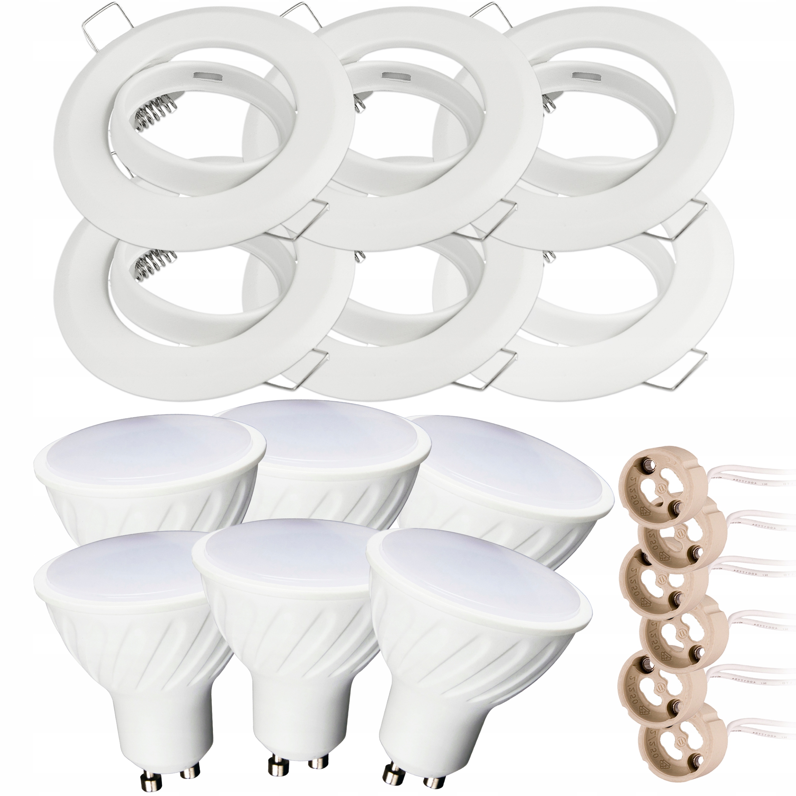 ZESTAW 6x LED GU10 6W OPRAWA halogen BIAŁA OKRĄGŁA