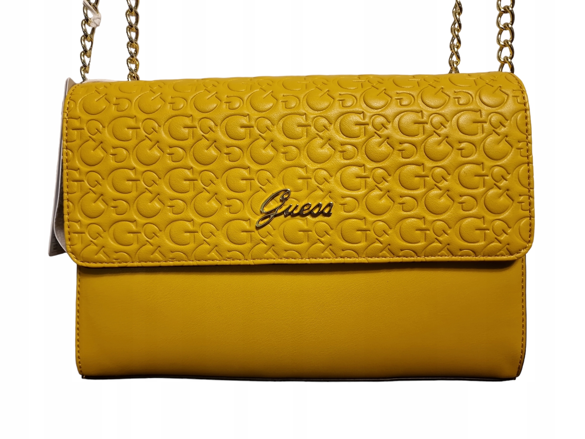 Kožená kabelka Guess G Logo Crossbody žlutá