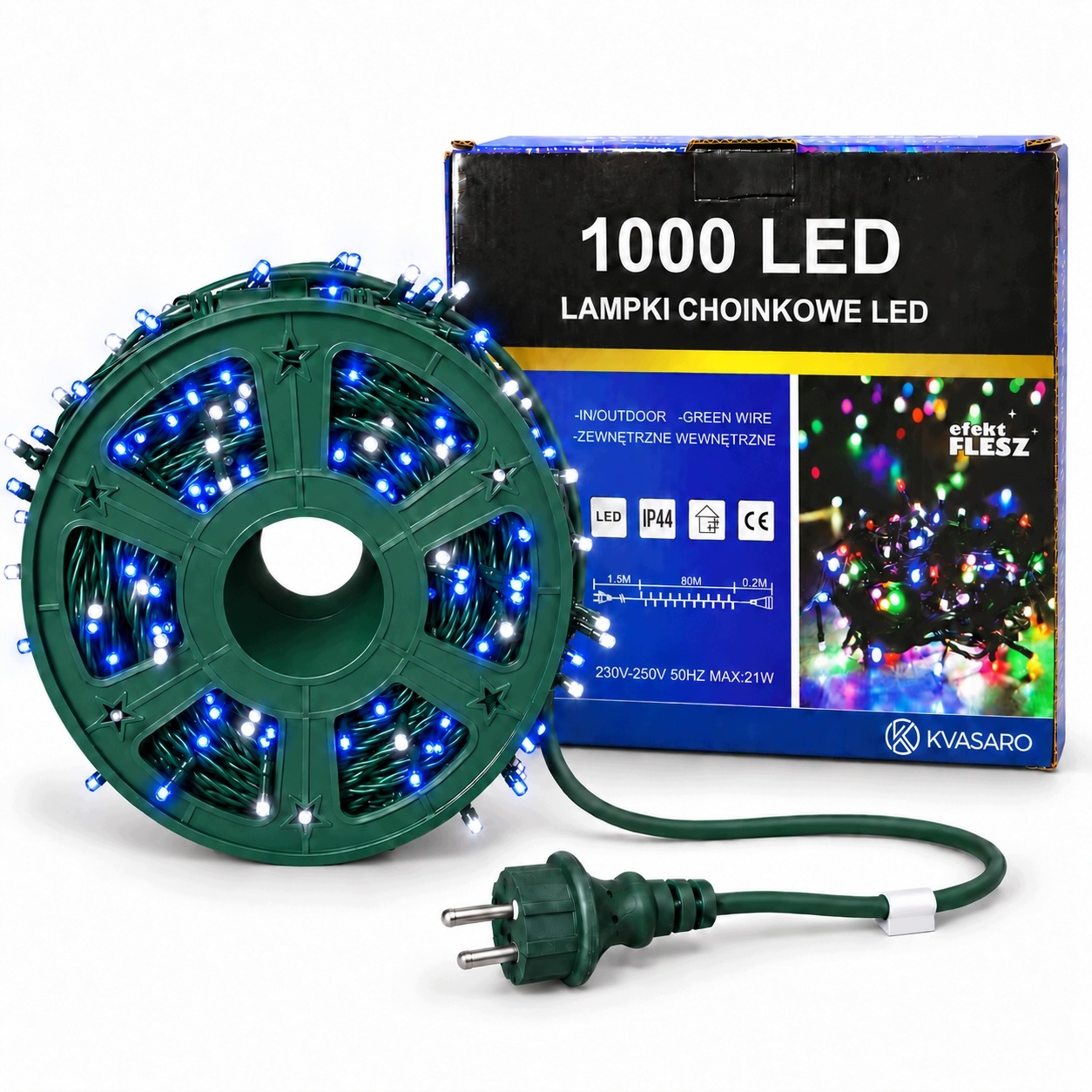 Světelná Girlanda 1000LED 80 M Modrá Blesk IP44