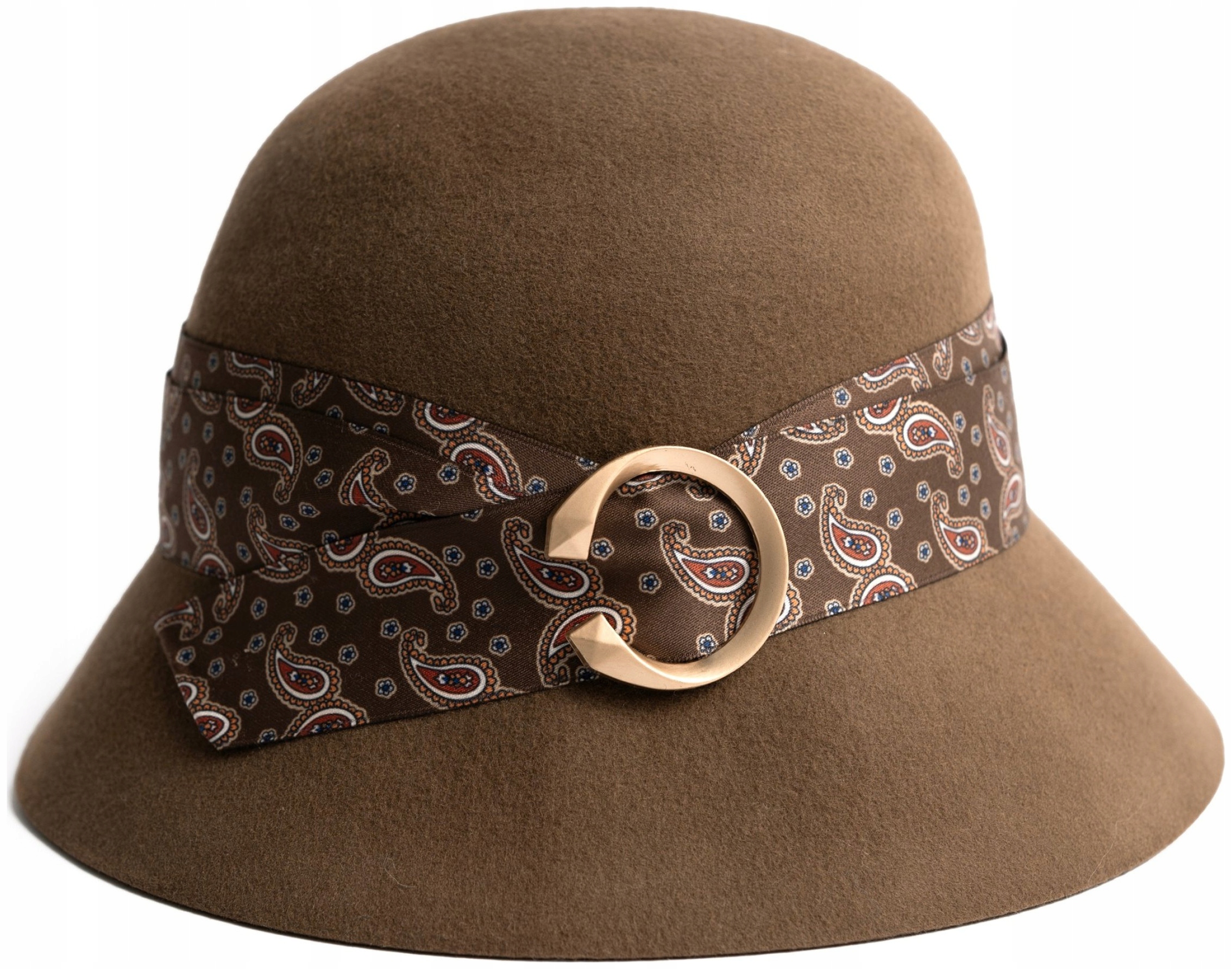 Elegantní plstěný klobouk Clara vlněný, dámský, hnědý