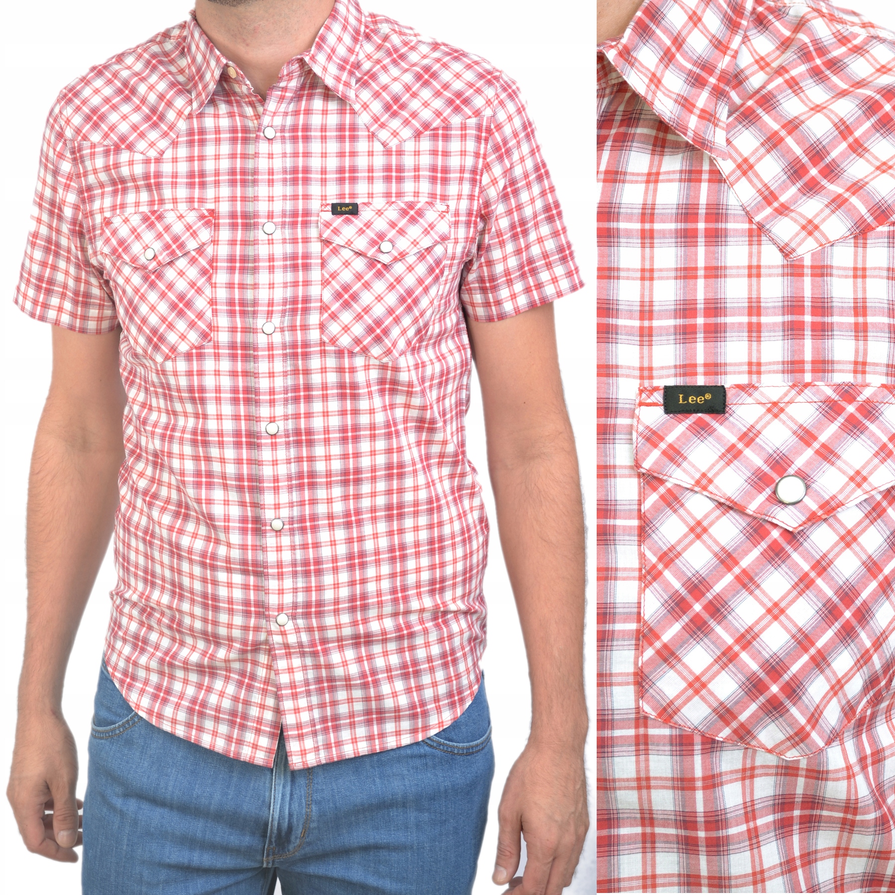 

Lee Vibrant Red Koszula Krótki Rękaw Slim Fit L