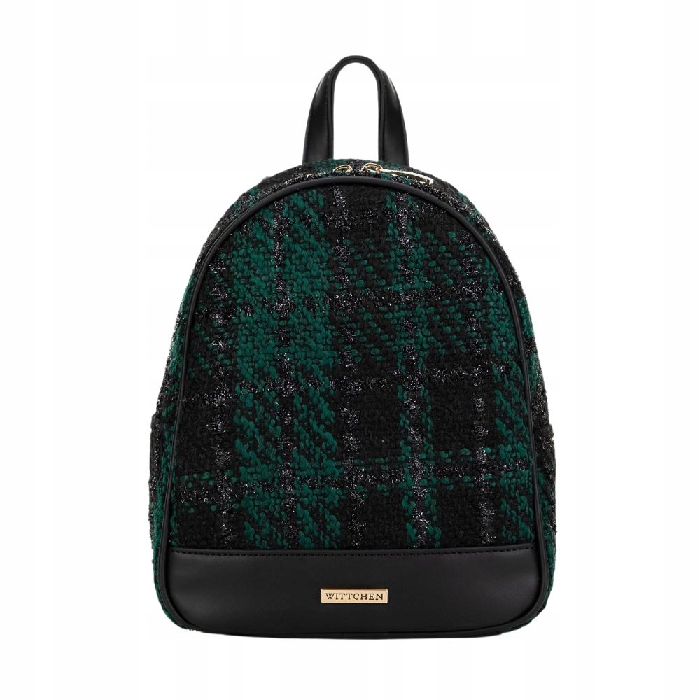 Černo-zelený batoh z tkaniny bouclé Witttchen 99-4Y-407-1Z