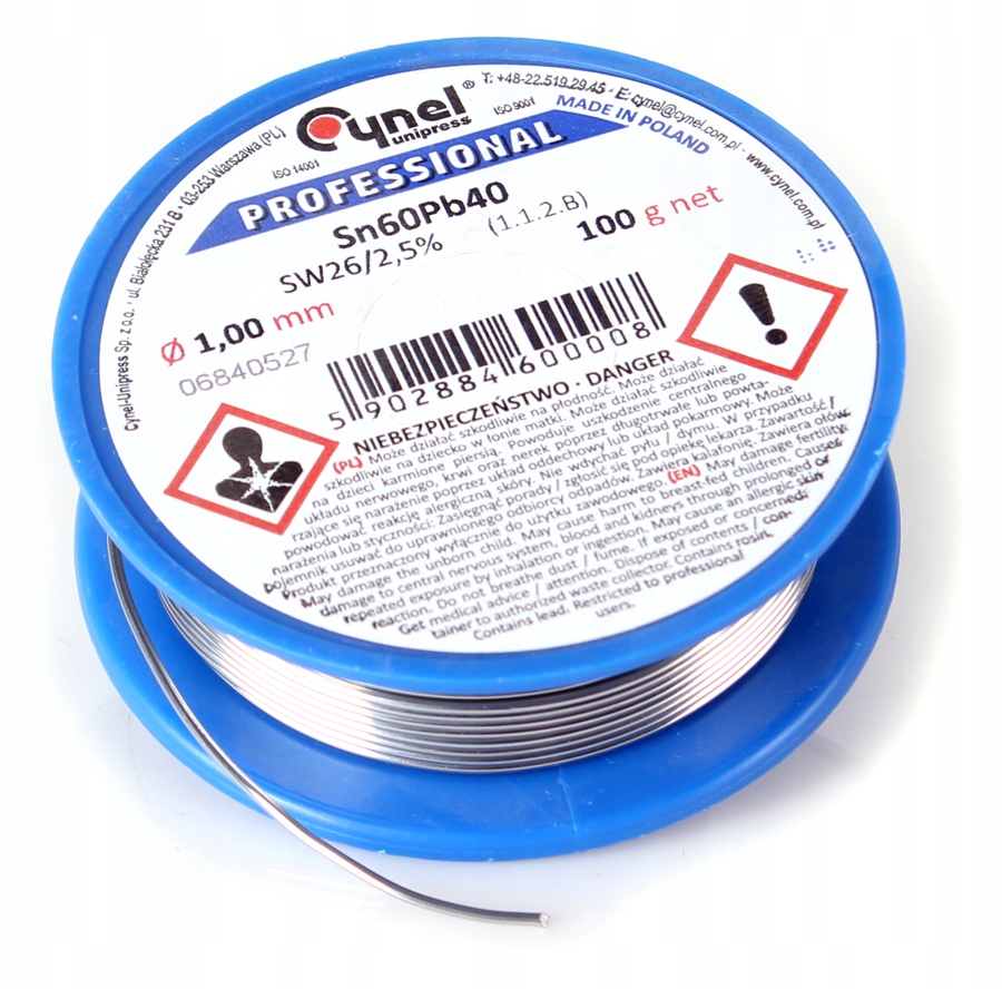 

Cyna Lutownicza Cynel Szpulka 100G 1MM Sn60Pb40