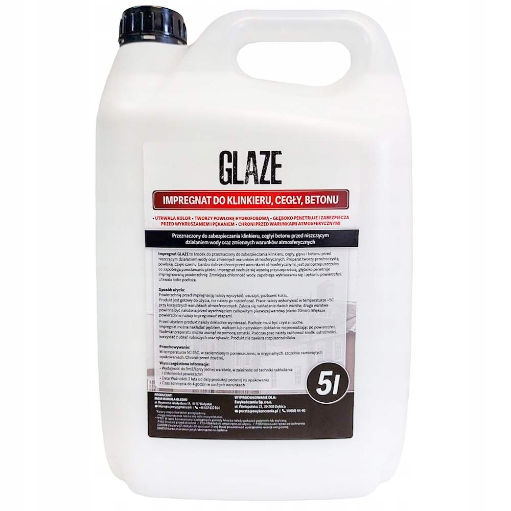 IMPREGNAT DO KLINKIERU CEGŁY BETONU GLAZE 5L
