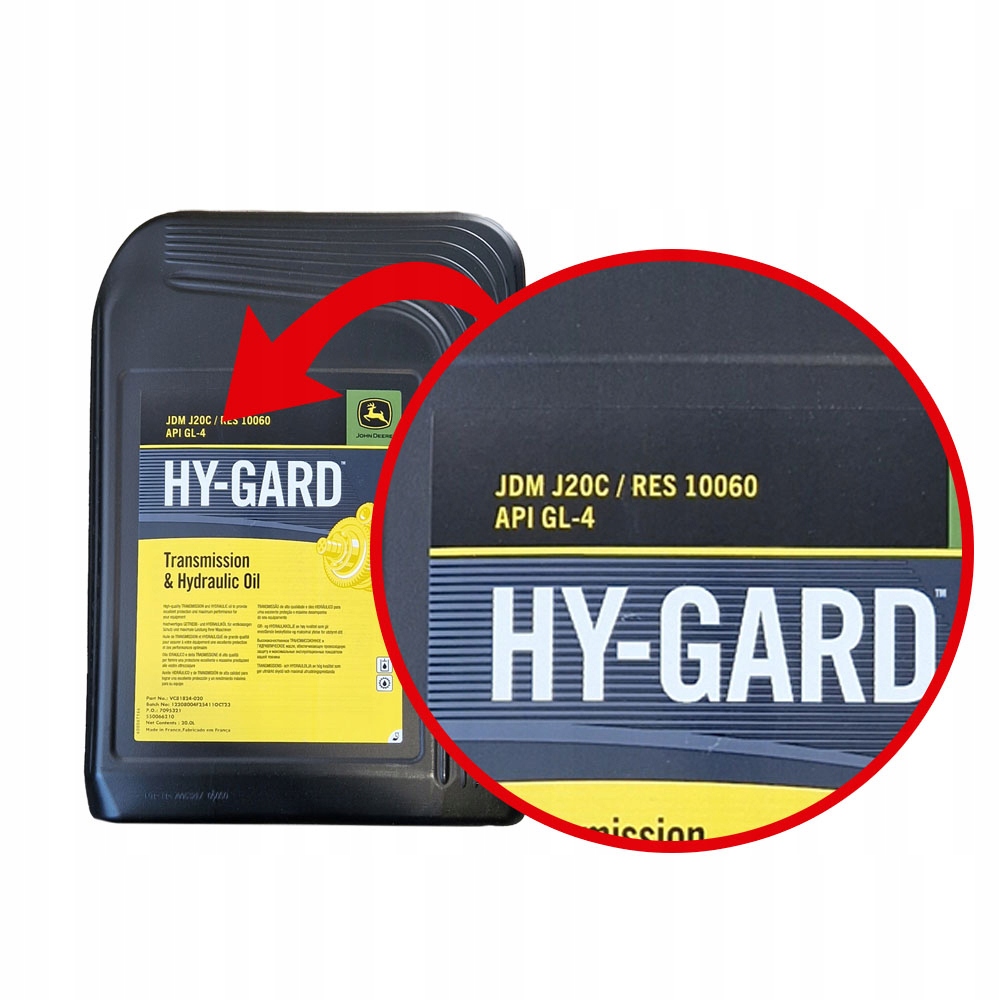 JOHN DEERE HY-Gard 20L oryginalny olej hydrauliczno-przekładniowy Numer katalogowy producenta VC81824-020