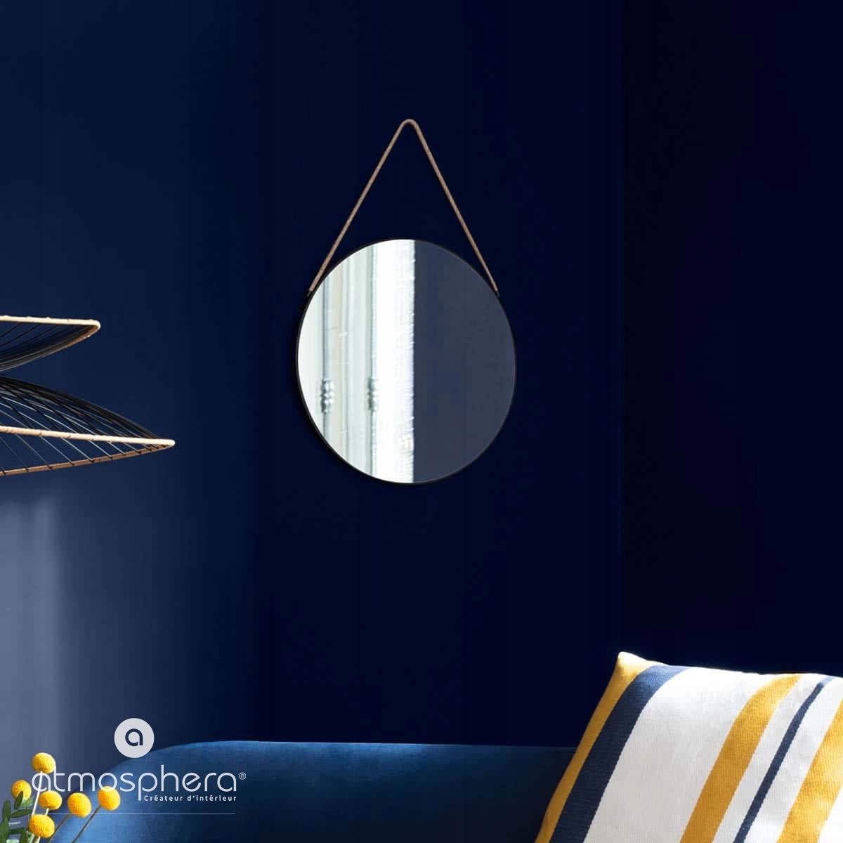 LUSTRO OZDOBNE WISZĄCE OKRĄGŁE CZARNE ŚR.55cm Marka Atmosphera