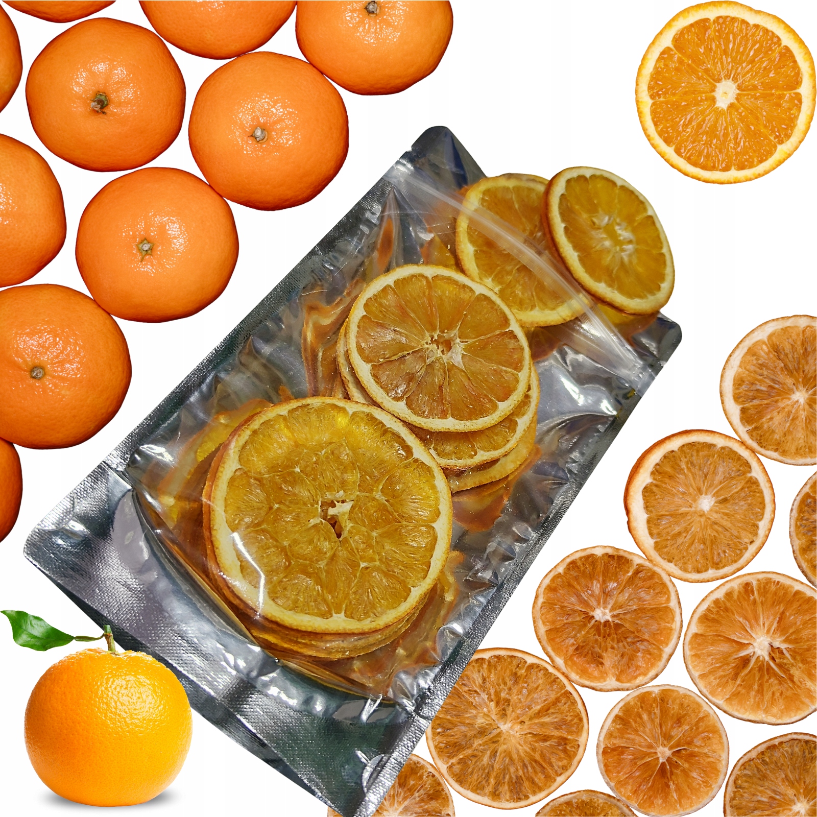 Levně Pomeranč sušené plátky kroužky bez cukru jedlé voňavé aroma 1 kg