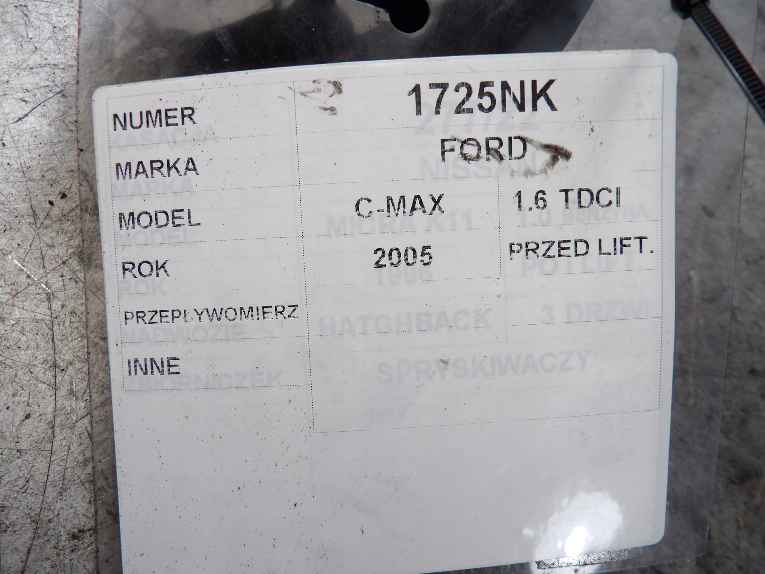 Ford C-Max flow meter 9650010780 72834204