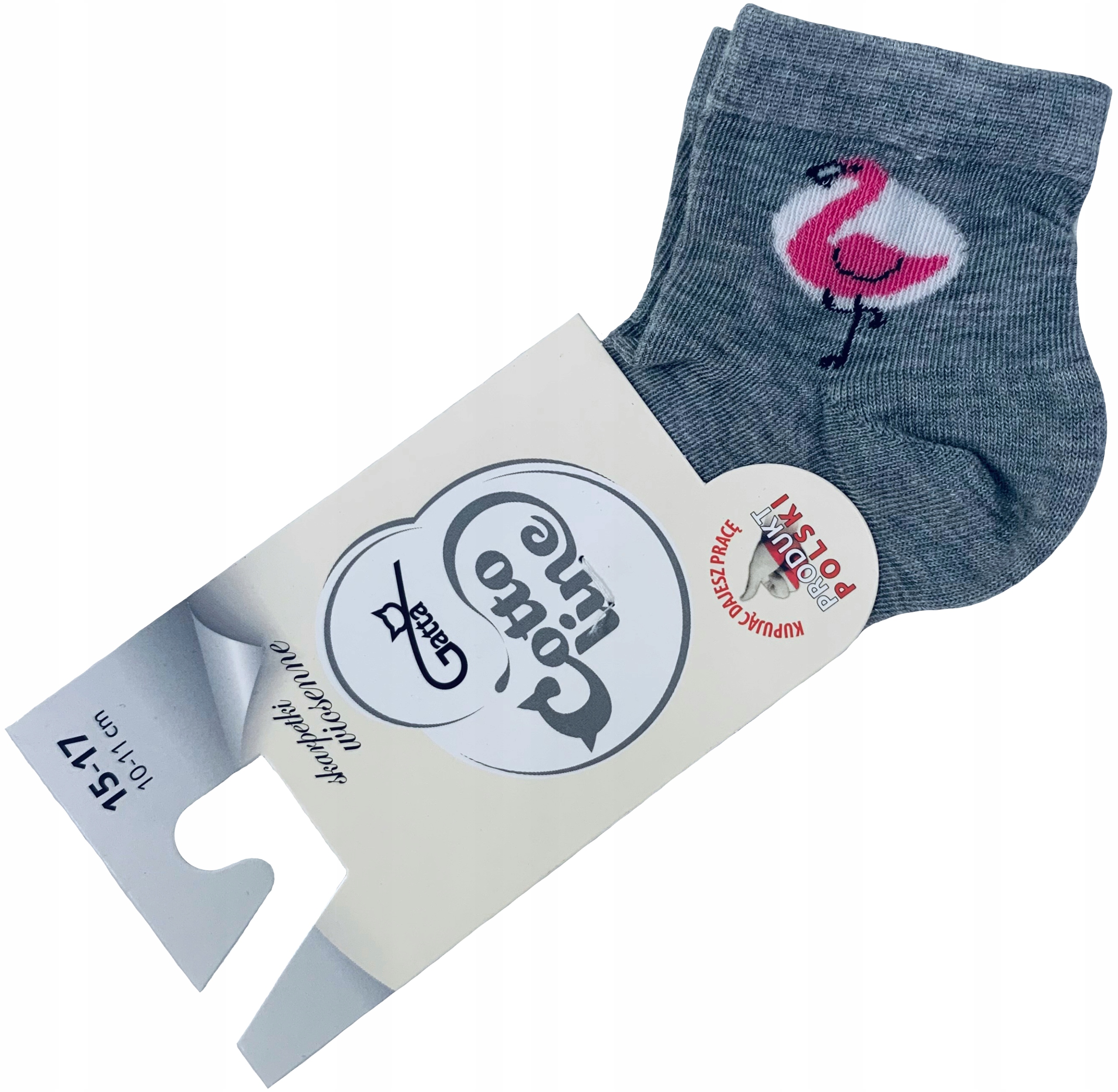 

Skarpetki 18/20 12-13 cm szare z flamingiem