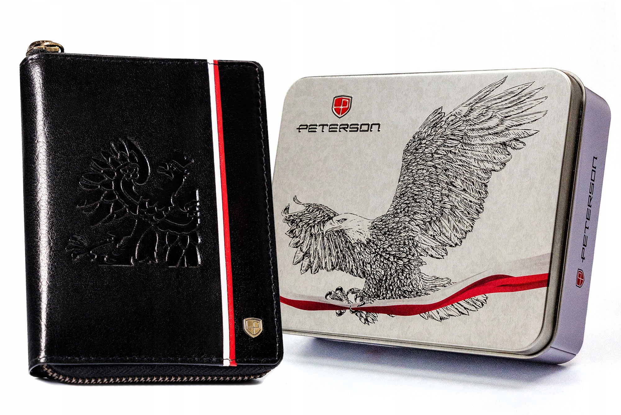 Peterson duży męski portfel skórzany z orłem