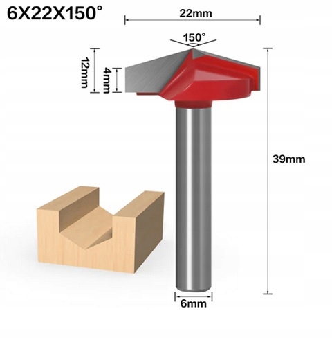 Fréza VHM 3D 22mm 150 stupňov stopka 6mm carving