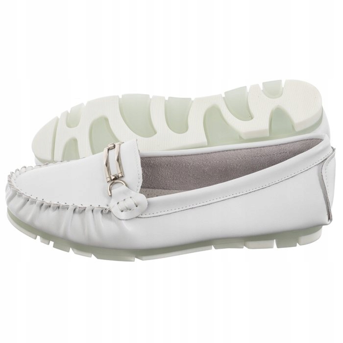 Dámské kožené nazouvací boty Mokasíny Filippo Bílé DP1202/24 White