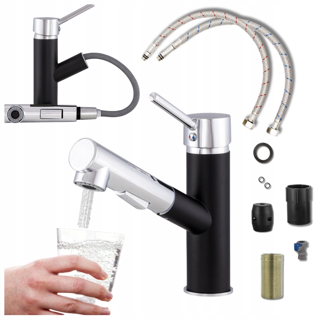 Kuchyňská baterie s výsuvným výtokem Cada Černá Dřez Kuchyňský kohout